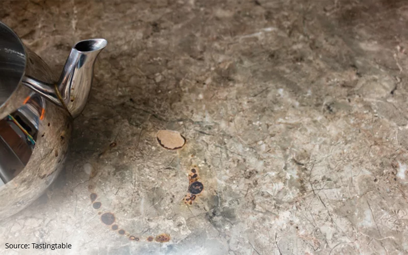 Countertop with damage due to heat